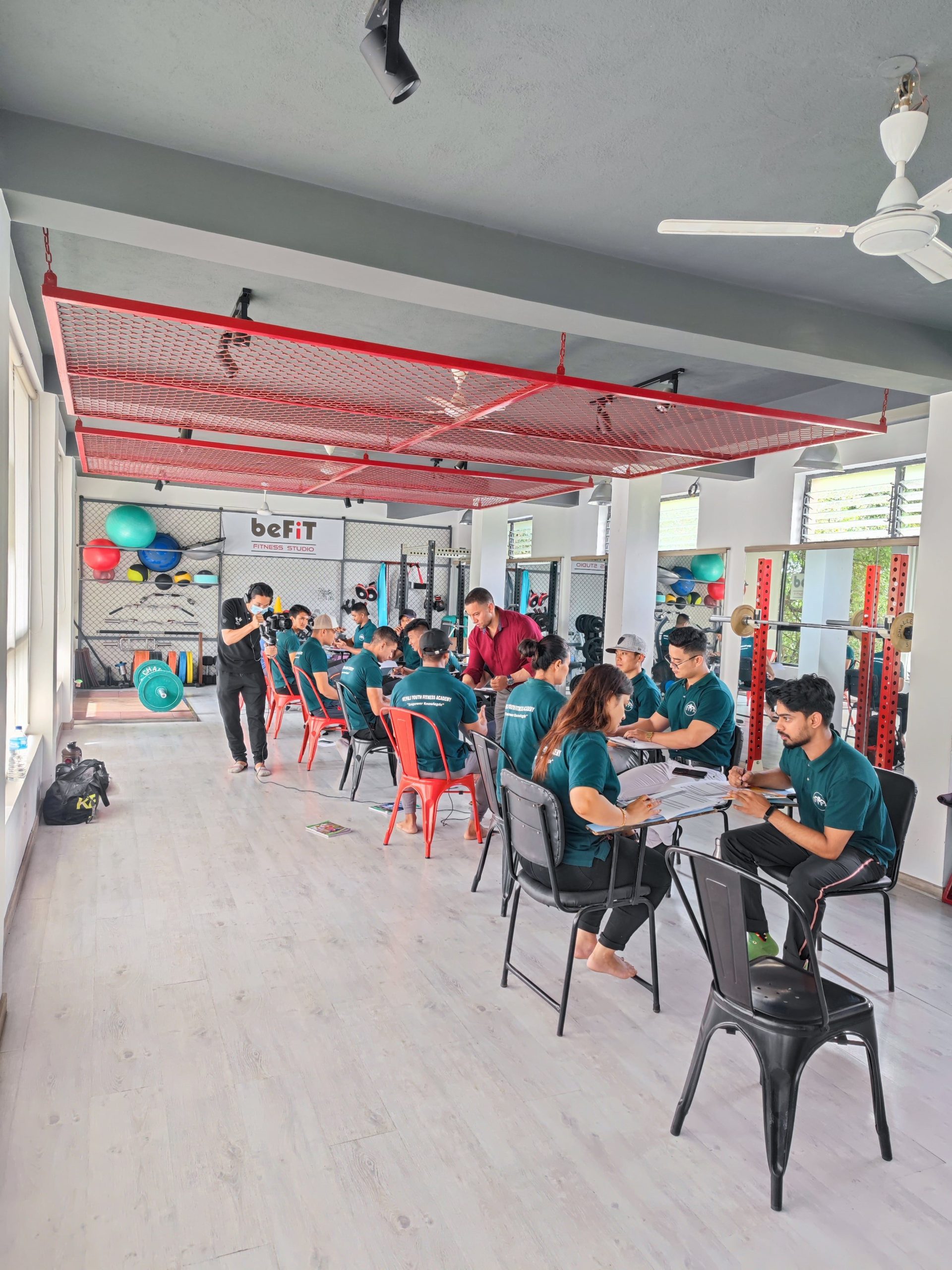 NYFA Nepal fitness education classroom — students learning exercise science and program design fundamentals.